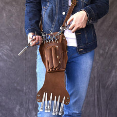 Vintage Leather Belt Pouch Men Hairstylist Tool barber pouch scissor case - imessengerbags