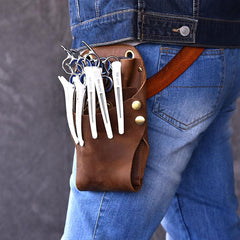 Vintage Leather Belt Pouch Men Hairstylist Tool barber pouch scissor case - imessengerbags