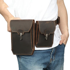 Vintage Leather Belt Pouch Mens Waist Bag for Men