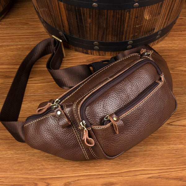 Vintage Leather Fanny Pack Mens Waist Bag Hip Pack Belt Bag Bumbag for Men - imessengerbags