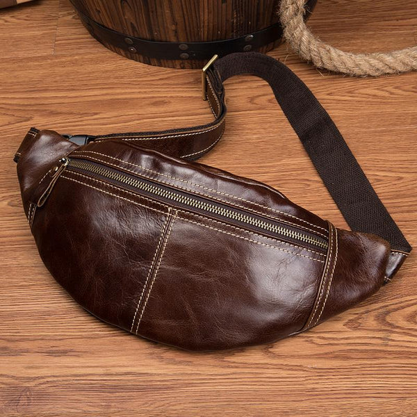 Vintage Leather Fanny Pack Mens Waist Bag Hip Pack Belt Bag Bumbag for Men - imessengerbags