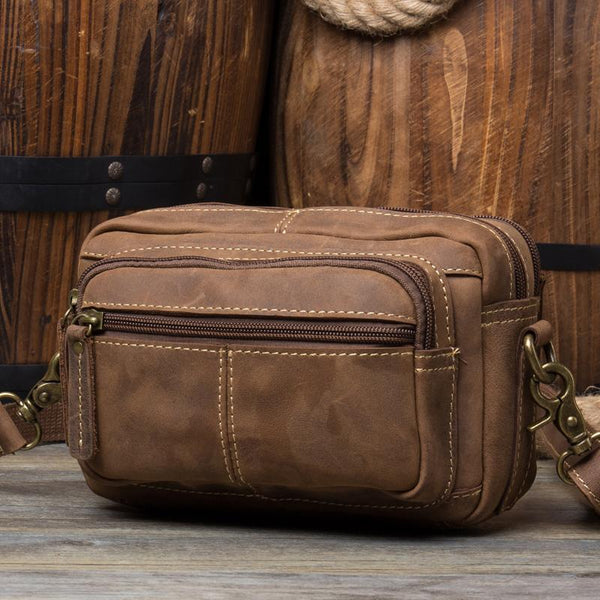 Vintage Leather Fanny Pack Mens Waist Bag Hip Pack Belt Bag Bumbag for Men - imessengerbags