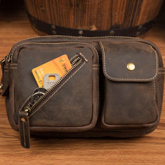 Vintage Leather Fanny Pack Mens Waist Bag Hip Pack Belt Bag Bumbag for Men - imessengerbags