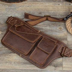 Vintage Leather Fanny Pack Mens Waist Bag Hip Pack Belt Bag Bumbag for Men - imessengerbags