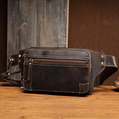 Vintage Leather Fanny Pack Mens Waist Bag Hip Pack Belt Bag Bumbag for Men - imessengerbags