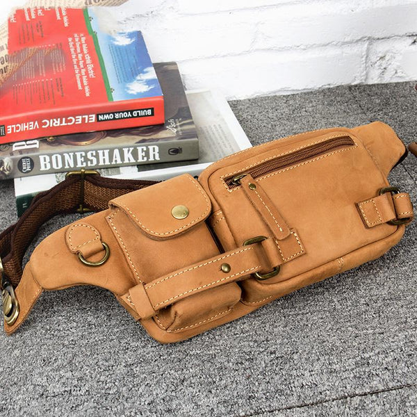 Vintage Leather Fanny Pack Mens Waist Bag Hip Pack Belt Bag Bumbag for Men - imessengerbags