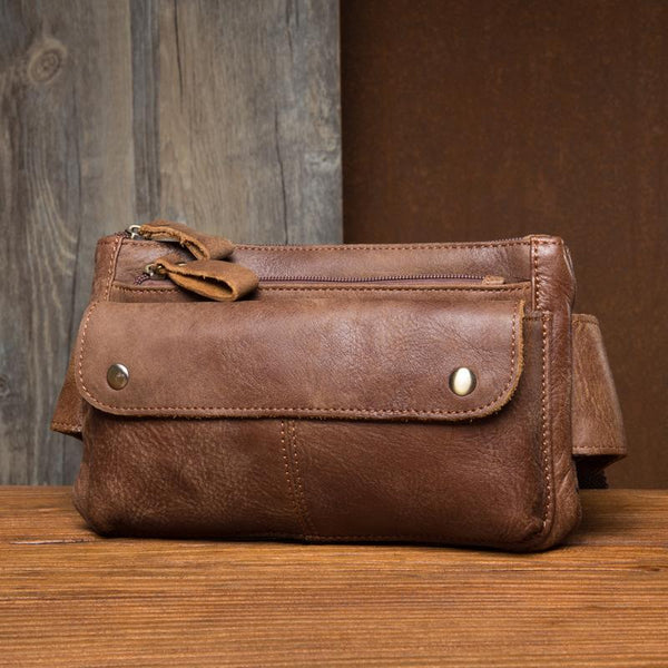 Vintage Leather Fanny Pack Mens Waist Bag Hip Pack Belt Bag Bumbag for Men - imessengerbags