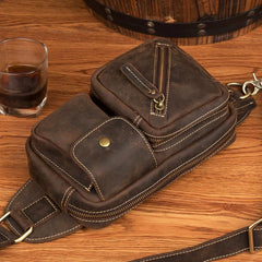 Vintage Leather Fanny Pack Mens Waist Bag Hip Pack Belt Bag Bumbag for Men