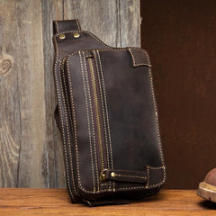 Vintage Leather Fanny Pack Mens Waist Bag Hip Pack Belt Bag Bumbag for Men - imessengerbags