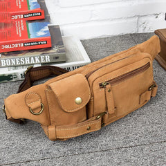Vintage Leather Fanny Pack Mens Waist Bag Hip Pack Belt Bag Bumbag for Men - imessengerbags