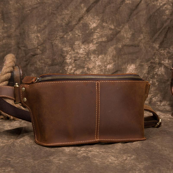 Vintage Leather Fanny Pack Mens Waist Bag Hip Pack Belt Bag for Men - imessengerbags