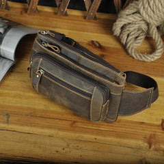 Vintage Leather Fanny Pack Mens Waist Bag Hip Pack Belt Bag for Men
