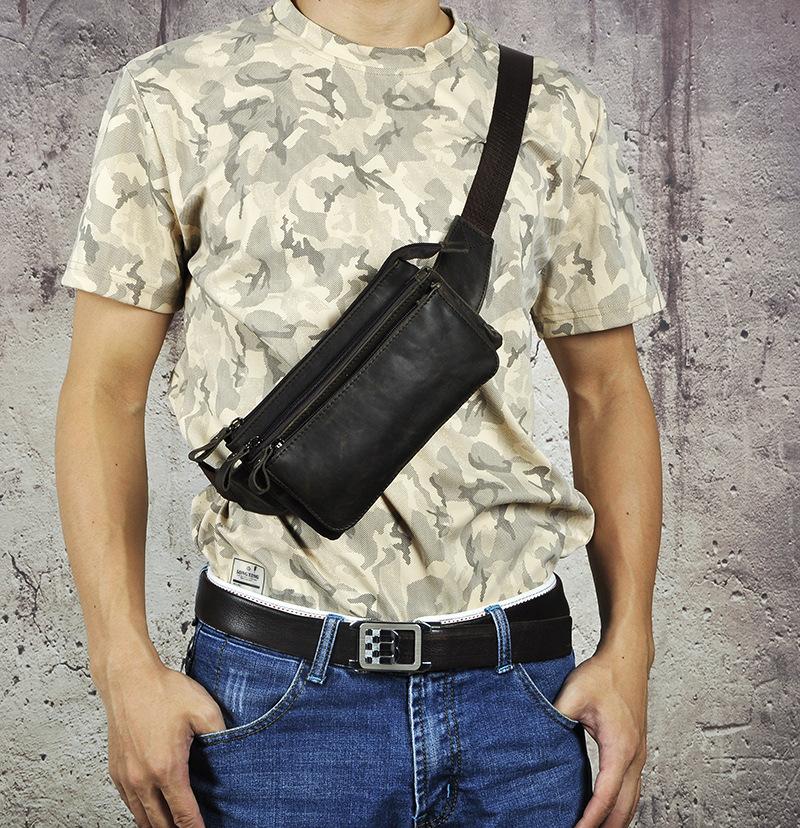 Vintage Leather Fanny Pack Mens Waist Bag Hip Pack Belt Bag for Men - imessengerbags