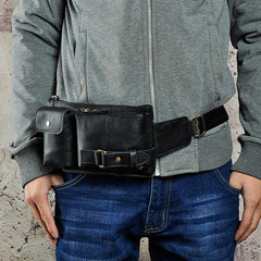 Vintage Leather Fanny Pack Mens Waist Bag Hip Pack Belt Bag for Men