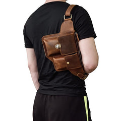 Vintage Leather Fanny Pack Mens Waist Bag Hip Pack Belt Bag for Men