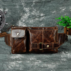 Vintage Leather Fanny Pack Mens Waist Bag Hip Pack Belt Bag for Men
