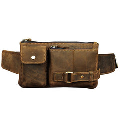 Vintage Leather Fanny Pack Mens Waist Bag Hip Pack Belt Bag for Men