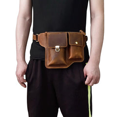 Vintage Leather Fanny Pack Mens Waist Bag Hip Pack Belt Bag for Men