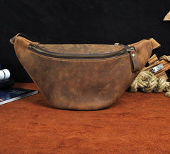 Vintage Leather Fanny Pack Mens Waist Bag Hip Pack Belt Bag for Men