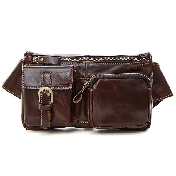 Vintage Leather Fanny Pack Mens Waist Bag Hip Pack Belt Bag for Men - imessengerbags