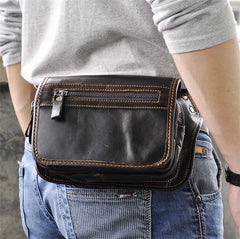 Vintage Leather Fanny Pack Mens Waist Bag Hip Pack Belt Bag for Men - imessengerbags