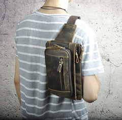 Vintage Leather Fanny Pack Mens Waist Bag Hip Pack Belt Bag for Men