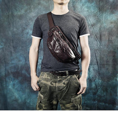 Vintage Leather Mens Fanny Pack Waist Bag Hip Pack Belt Bag Bumbag for Men