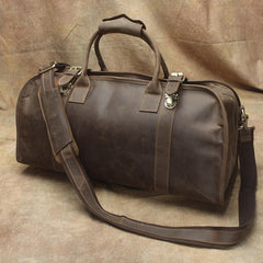 Vintage Cool Leather Mens Weekender Bag Travel Bag Cool Duffle Bag for Men