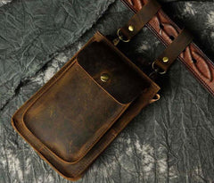 Leather Belt Pouch Mens Small Cases Waist Bag Hip Pack Belt Bag Fanny Pack Bumbag for Men - imessengerbags