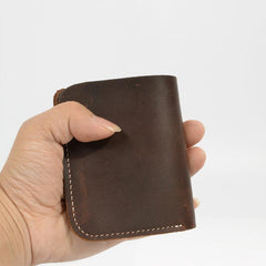 Cool Handmade Leather Mens Brown Bifold billfold Wallet Small Wallet  for Men - imessengerbags