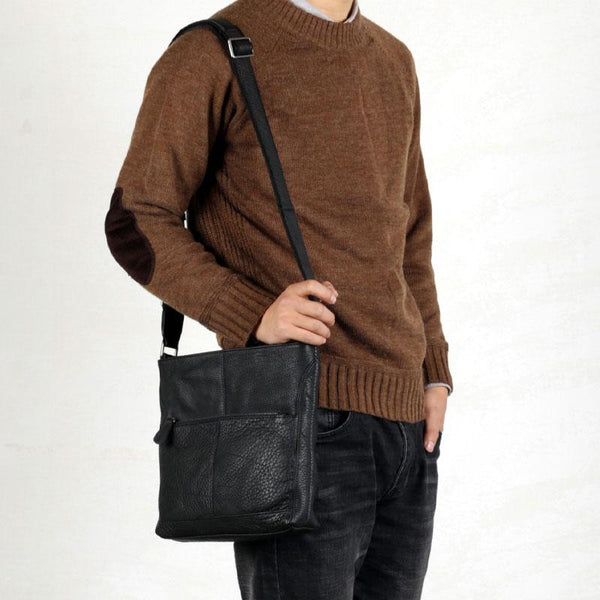 Genuine Leather Mens Cool Messenger Bag Shoulder Bag Chest Bag Bike Bag Cycling Bag for men - imessengerbags