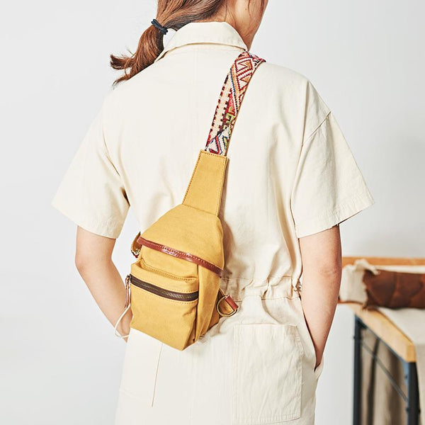 Western Canvas Mens Womens Small Sling Bag Canvas Sling Backpack Sling Pack One Shoulder Pack for Men and Women - imessengerbags