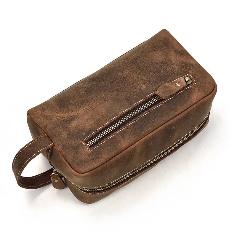 Portable Retro Mens Leather Zipper Clutch Purse Bag Clutch Bag For Men