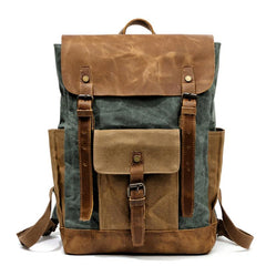 Cool Waxed Canvas Mens Womens Waterproof Large Travel Backpack 15'' Computer Hiking Backpack for Men - imessengerbags
