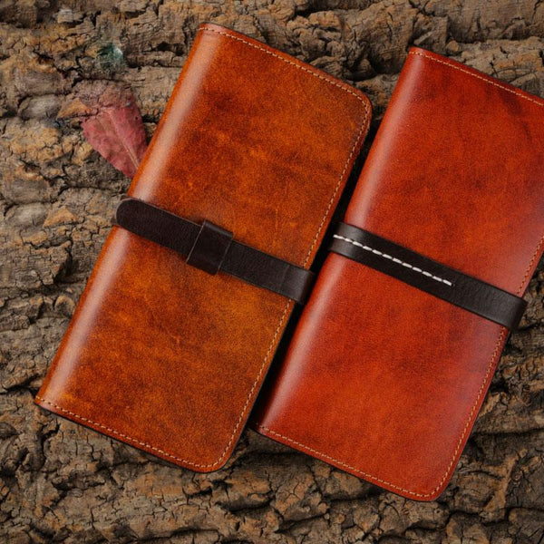Handmade Leather Mens Clutch Wallet Cool Leather Wallet Long Phone Wallets for Men - imessengerbags