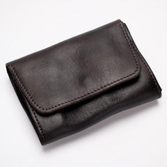 Black Handmade Leather Mens Coin Purse Small Wallet billfold Wallet Card Wallet For Men - imessengerbags