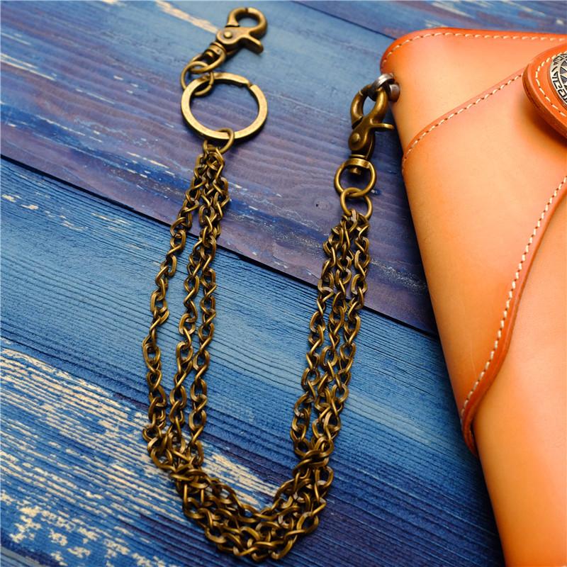 Cool Men's Brass Pants Chains Punk Fashion Gold Wallet Chains For Men - imessengerbags