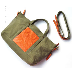 Green Canvas Leather Mens Womens Tote Shoulder Bags Messenger Bag Gray Tote Handbag For Men and Women - imessengerbags