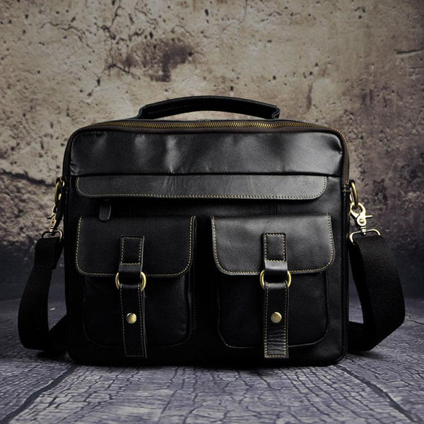 Vintage Leather Mens Briefcases Laptop Bags Business Bag Work Bag for Men - imessengerbags