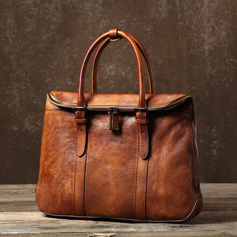 Handmade Leather Mens Briefcase Work Bag Laptop Bag Business Bag for Men - imessengerbags