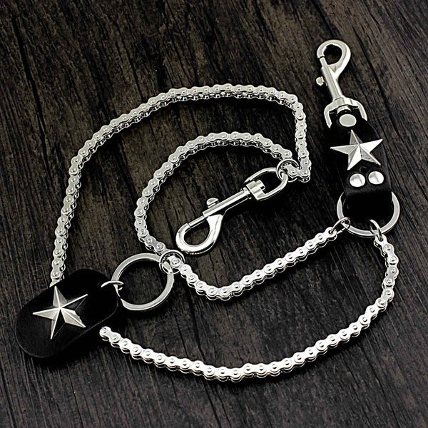 Star SILVER STAINLESS STEEL MENS Double CHAIN PANTS CHAIN WALLET CHAIN BIKER WALLET CHAIN FOR MEN - imessengerbags