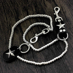 Star SILVER STAINLESS STEEL MENS Double CHAIN PANTS CHAIN WALLET CHAIN BIKER WALLET CHAIN FOR MEN - imessengerbags