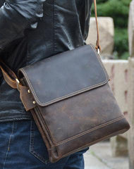 Cool Leather Mens Small Messenger Bags Vintage Shoulder Bags For Men