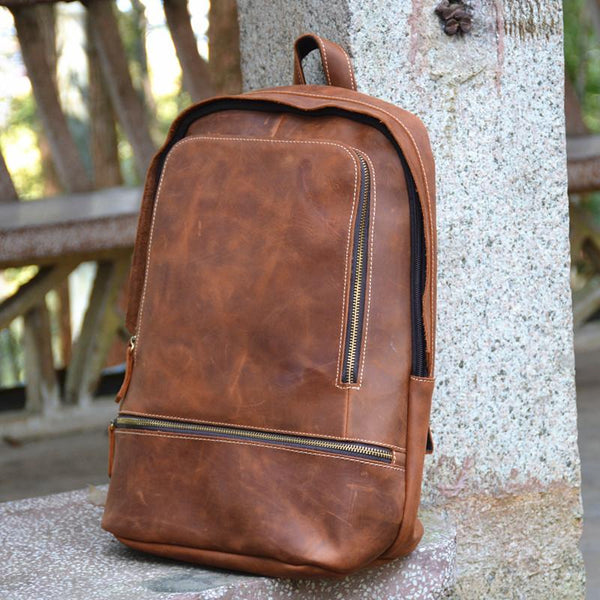 Vintage Leather Men's 13inch Computer Backpack Travel Backpack For Men - imessengerbags
