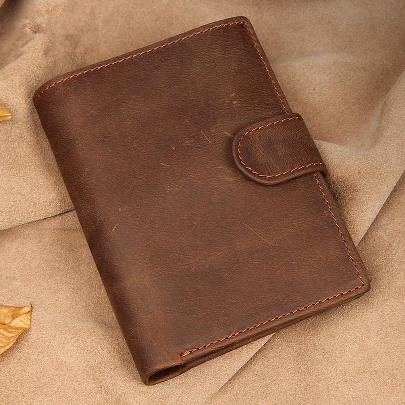 RFID Vintage Leather Men's Trifold Small Wallet Brown billfold Wallet For Men - imessengerbags