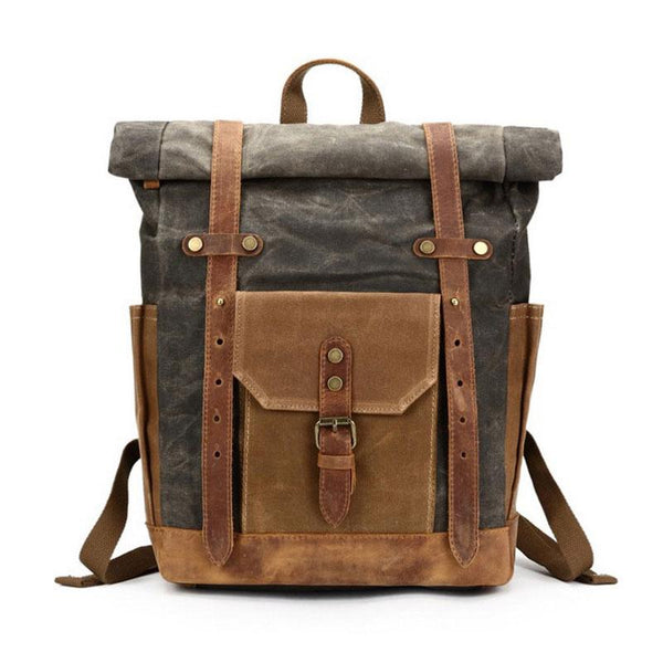 Army Green waxed canvas backpack