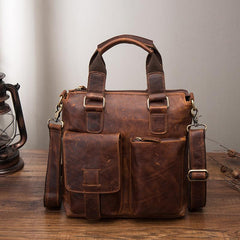 Cool Leather Mens Small Briefcase Handbag Business Handbag Shoulder Bag For Men - imessengerbags