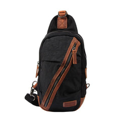 Black Canvas Sling Backpack Men's Sling Bag Green Chest Bag Canvas One shoulder Backpack For Men