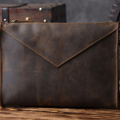 Handmade Leather Mens Clutch Cool Slim BagZipper Clutch Wristlet Wallet for Men - imessengerbags