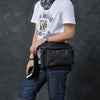 Cool Leather Mens 10" Large Black Fanny Pack Waist Bag Hip Bag for Men